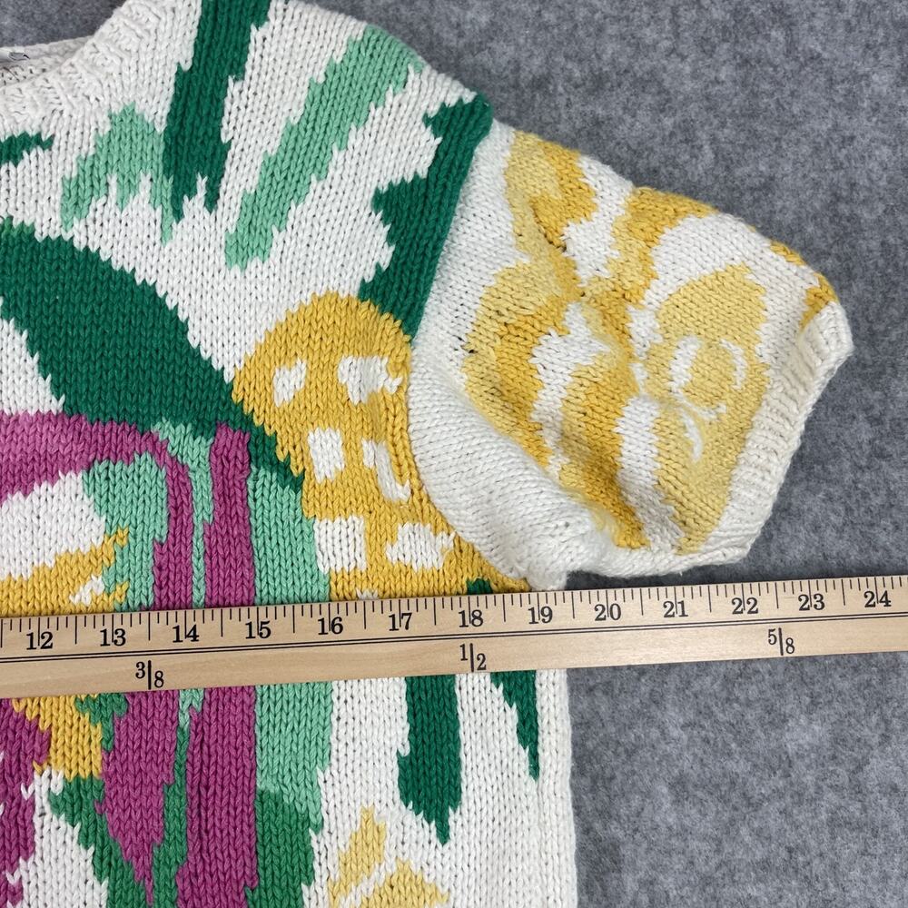 Vintage Country Suburbans Sweater Womens Medium Floral Linen Cotton Granny 80s - Picture 7 of 12